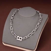 Balenciaga B Chain Thin Necklace In Silver