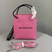 Balenciaga Shopping Phone Holder Grained Leather In Pink