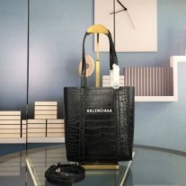 Balenciaga XXS Everyday Tote Bag Crocodile Embossed Leather In Black