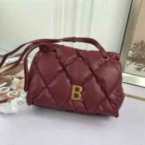 Balenciaga B Flap Bag Quilted Nappa Leather In Burgundy
