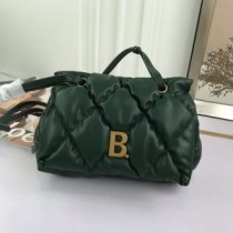 Balenciaga B Flap Bag Quilted Nappa Leather In Green