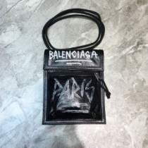 Balenciaga EXplorer Pouch With Strap Graffiti Lambskin In BlackWhite