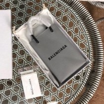Balenciaga Shopping Phone Holder Calfskin In Gray