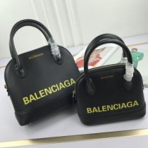 Balenciaga Ville Handbag Grained Leather In BlackYellow