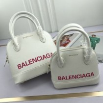 Balenciaga Ville Handbag Grained Leather In WhiteRed