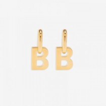 Balenciaga XL B Chain Earrings In Gold