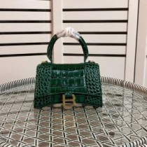 Balenciaga XS Hourglass Handbag Crocodile Embossed Leather In Green