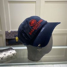 Balenciaga BB Mode Destroyed Piercing Cap In Navy Blue