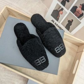 Balenciaga Cosy BB Mules Shearling Women In Black