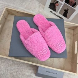 Balenciaga Cosy BB Mules Shearling Women In Pink