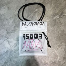 Balenciaga EXplorer Pouch With Strap Graffiti Lambskin In White