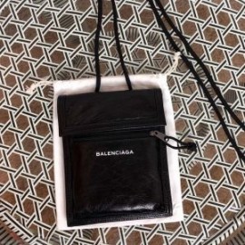 Balenciaga EXplorer Pouch with Strap WaXyskin In Black