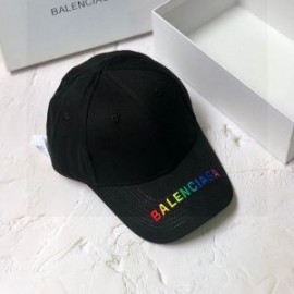 Balenciaga Embroidered Cap Cotton In BlackRainbow