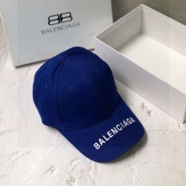 Balenciaga Embroidered Cap Cotton In BlueWhite