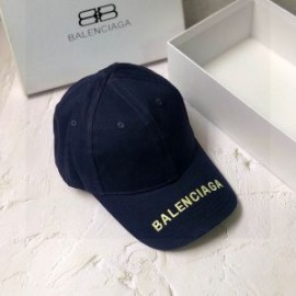 Balenciaga Embroidered Cap Cotton In Navy BlueYellow