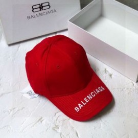 Balenciaga Embroidered Cap Cotton In Red