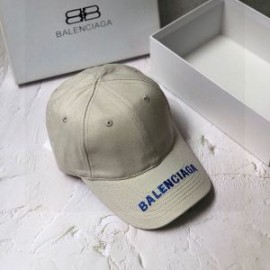 Balenciaga Embroidered Cap Cotton In WhiteBlue