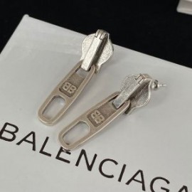 Balenciaga Force BB Zipper Earrings In Silver