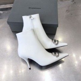 Balenciaga Knife BB 85MM Booties Calfskin Women In White