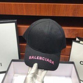 Balenciaga Logo Embroidered Cap Cotton In BlackRose