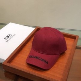 Balenciaga Logo Embroidered Cap Cotton In BurgundyBlack