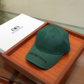 Balenciaga Logo Embroidered Cap Cotton In GreenBlack