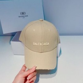 Balenciaga Logo Front Baseball Cap In Khaki