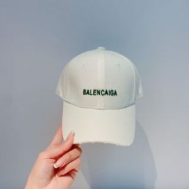 Balenciaga Logo Front Baseball Cap In WhiteGreen