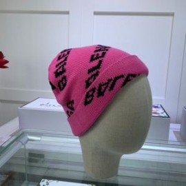 Balenciaga Logo Knit Hat In Pink