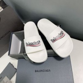 Balenciaga Pool Slides Political Campaign UniseX In White