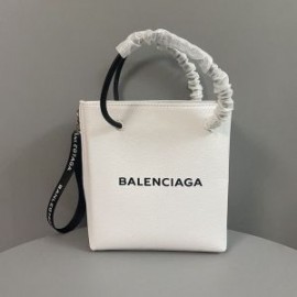 Balenciaga Shopping Phone Holder Grained Leather In White