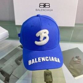 Balenciaga Single B Cap Cotton Drill In Blue