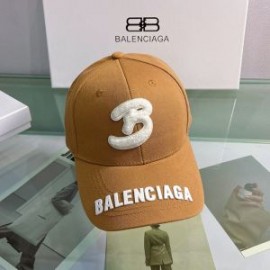 Balenciaga Single B Cap Cotton Drill In Brown