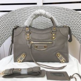 Balenciaga Small Classic City Shoulder Bag Metallic Edge Goatskin In Gray