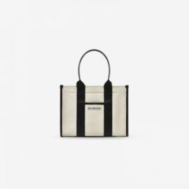 Balenciaga Small Hardware Tote Bag With Strap Canvas In White