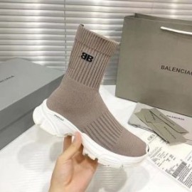 Balenciaga Speed 30 Sneakers High Monocolor Knit UniseX In Taupe