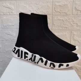 Balenciaga Speed Sneakers Graffiti Sole UniseX In BlackWhite