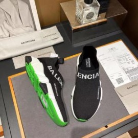 Balenciaga Speed Sneakers Logo Low Knit UniseX In BlackGreen