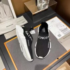 Balenciaga Speed Sneakers Logo Low Knit UniseX In BlackWhite