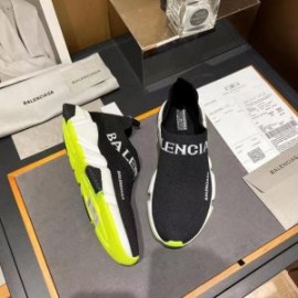 Balenciaga Speed Sneakers Logo Low Knit UniseX In BlackYellow