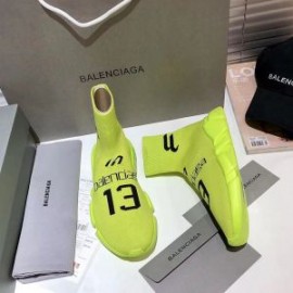 Balenciaga Speed Sneakers Soccer 13 Knit UniseX In Lemon