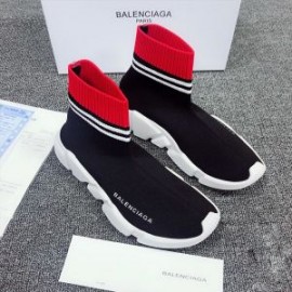 Balenciaga Speed Sneakers Strips Knit UniseX In BlackRed