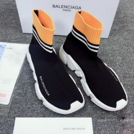 Balenciaga Speed Sneakers Strips Knit UniseX In BlackYellow