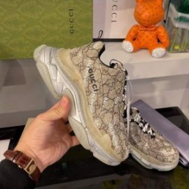 Balenciaga Triple S Sneakers GG Supreme Clear Sole UniseX In BeigeSilver