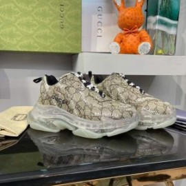 Balenciaga Triple S Sneakers GG Supreme Clear Sole UniseX In BeigeWhite