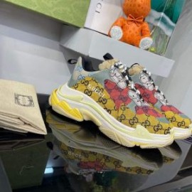 Balenciaga Triple S Sneakers GG Supreme Patchwork UniseX In YellowRed