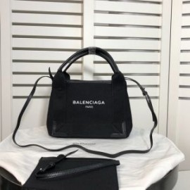 Balenciaga XS Navy Cabas Canvas In Black