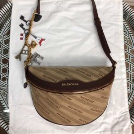 Balenciaga XS Souvenir Beltpack Monogram Canvas In Brown