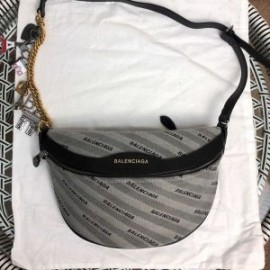 Balenciaga XS Souvenir Beltpack Monogram Canvas In Gray