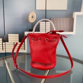 Balenciaga XS Wheel Drawstring Bucket Bag Calfskin In Red